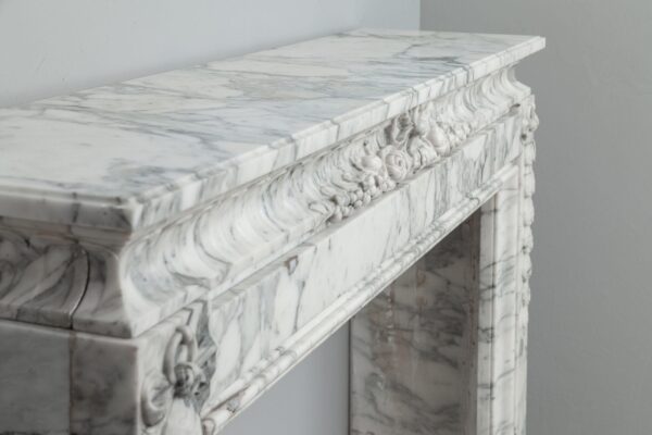 NEOCLASSIC WHITE MARBLE ANTIQUE FIREPLACE SURROUND - Image 5