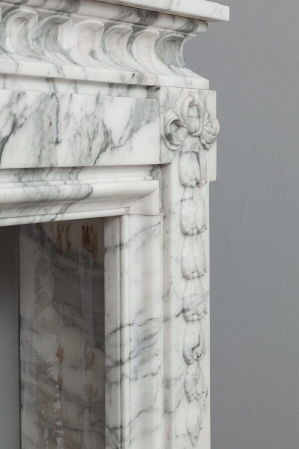 NEOCLASSIC WHITE MARBLE ANTIQUE FIREPLACE SURROUND - Image 4