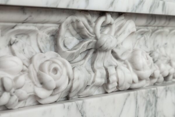 NEOCLASSIC WHITE MARBLE ANTIQUE FIREPLACE SURROUND - Image 3