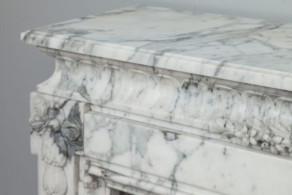 NEOCLASSIC WHITE MARBLE ANTIQUE FIREPLACE SURROUND - Image 2