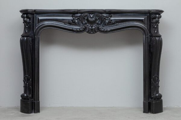 LOUIS XV STYLE NOIR DE MAZY ANTIQUE FIREPLACE SURROUND