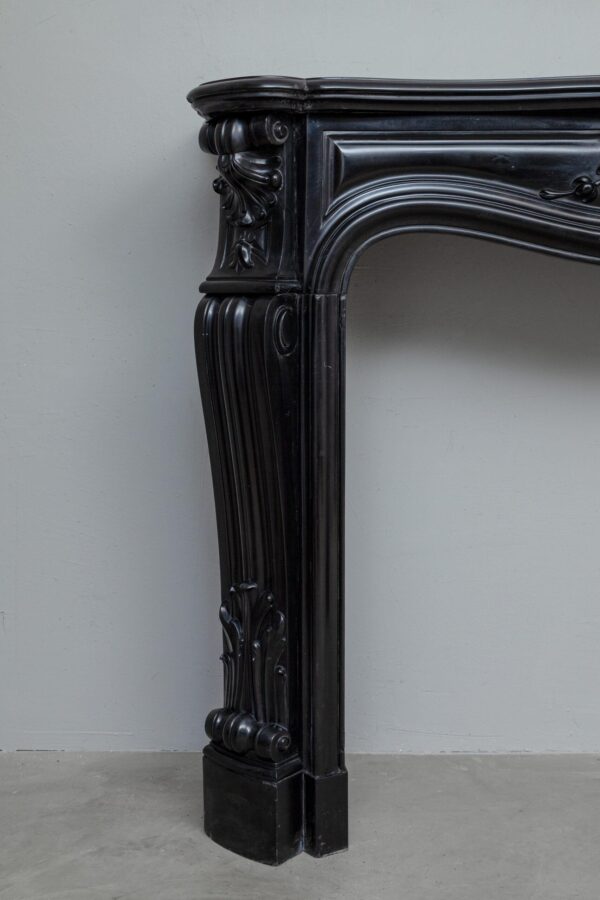 LOUIS XV STYLE NOIR DE MAZY ANTIQUE FIREPLACE SURROUND - Image 6