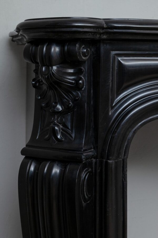 LOUIS XV STYLE NOIR DE MAZY ANTIQUE FIREPLACE SURROUND - Image 5
