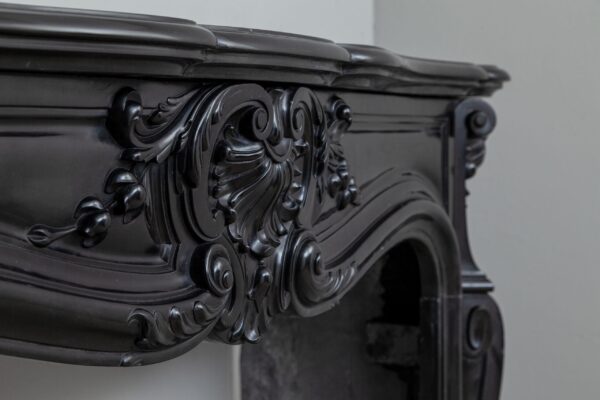 LOUIS XV STYLE NOIR DE MAZY ANTIQUE FIREPLACE SURROUND - Image 4
