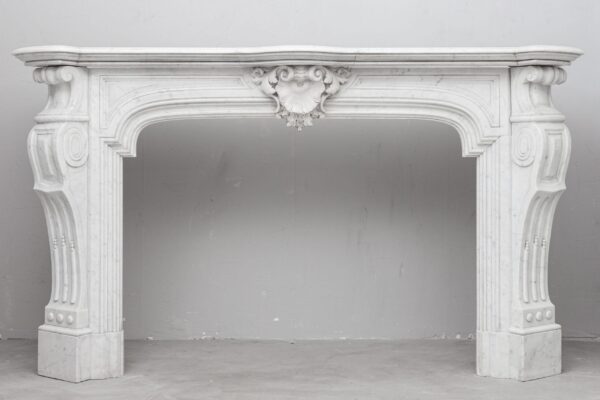 NEOCLASSIC ANTIQUE WHITE MARBLE FIREPLACE