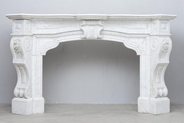 NEOCLASSIC WHITE MARBLE ANTIQUE FIREPLACE