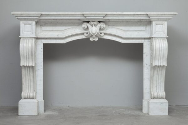 NEOCLASSIC WHITE MARBLE ANTIQUE FIREPLACE