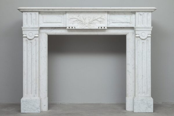 NEOCLASSIC WHITE MARBLE ANTIQUE FIREPLACE