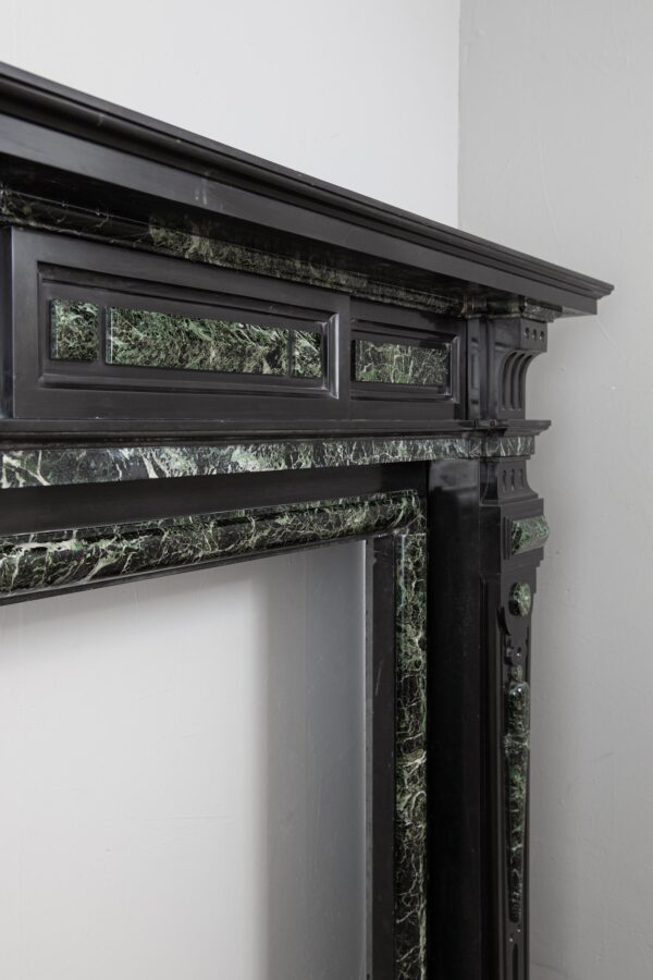 Grand Neoclassical Black and Green Marble Antique Fireplace Surround - Image 7