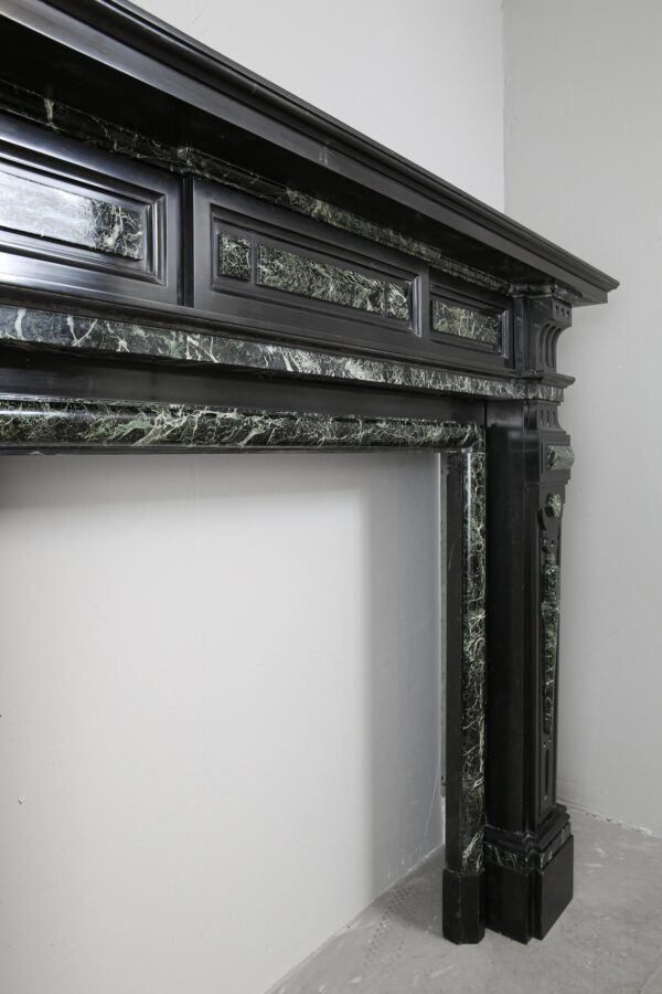 Grand Neoclassical Black and Green Marble Antique Fireplace Surround - Image 6