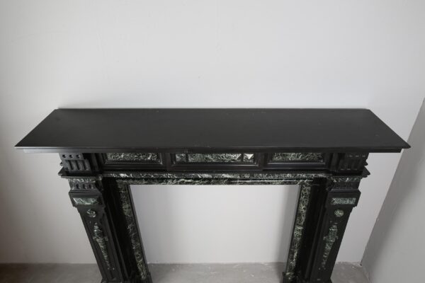 Grand Neoclassical Black and Green Marble Antique Fireplace Surround - Image 5