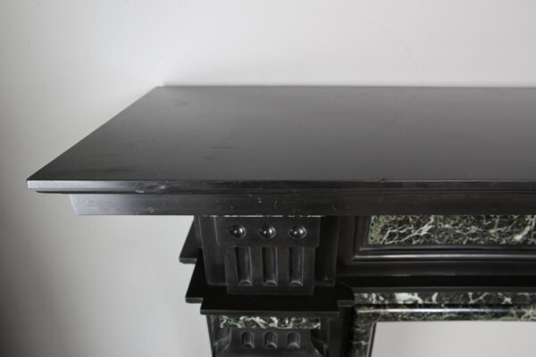 Grand Neoclassical Black and Green Marble Antique Fireplace Surround - Image 4