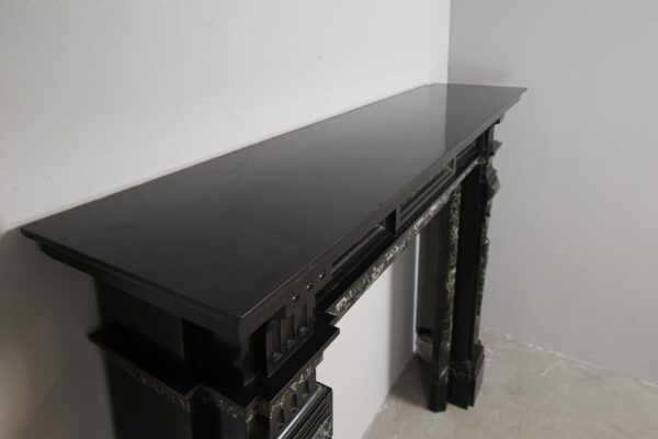 Grand Neoclassical Black and Green Marble Antique Fireplace Surround - Image 3