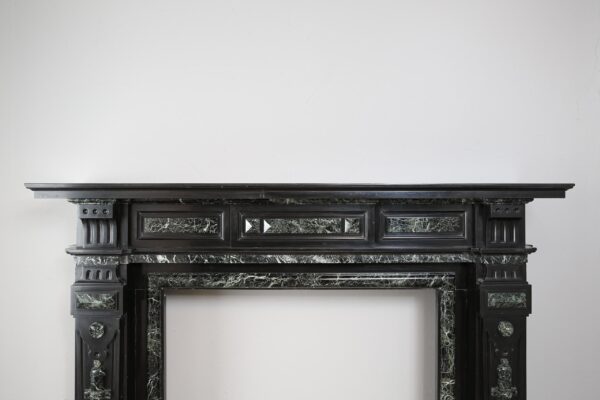 Grand Neoclassical Black and Green Marble Antique Fireplace Surround - Image 8