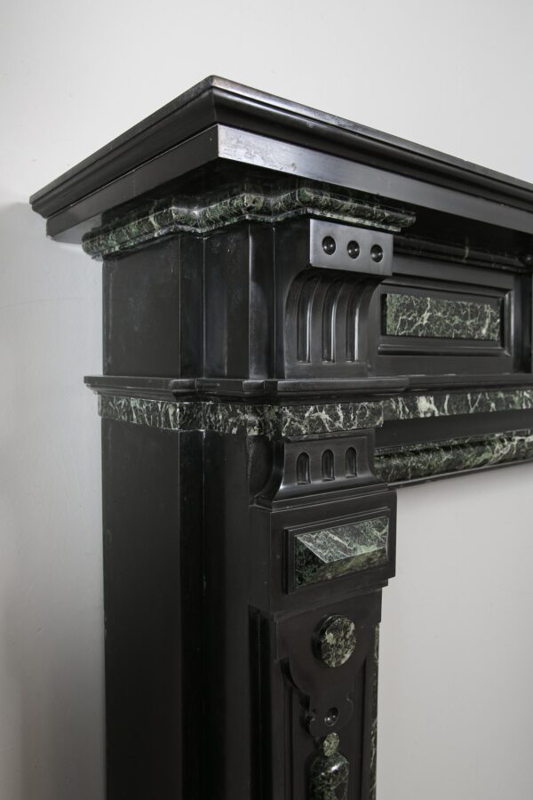 Grand Neoclassical Black and Green Marble Antique Fireplace Surround - Image 9
