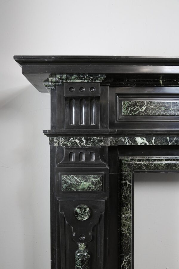 Grand Neoclassical Black and Green Marble Antique Fireplace Surround - Image 10