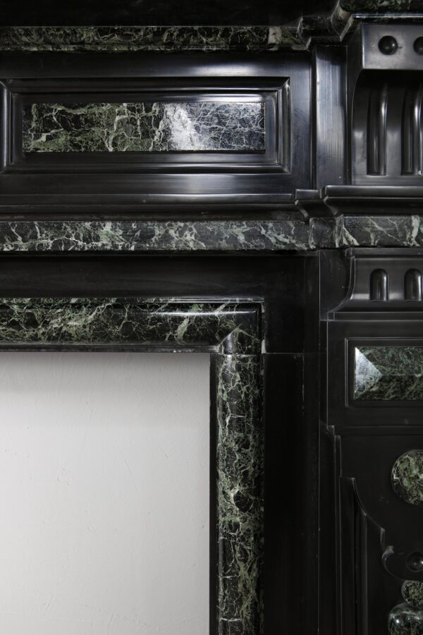 Grand Neoclassical Black and Green Marble Antique Fireplace Surround - Image 11