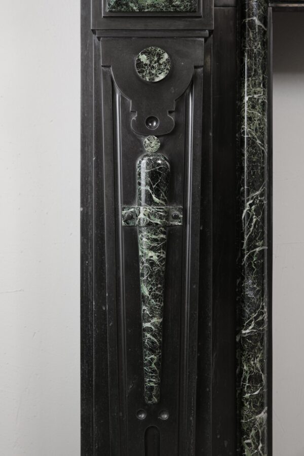 Grand Neoclassical Black and Green Marble Antique Fireplace Surround - Image 14