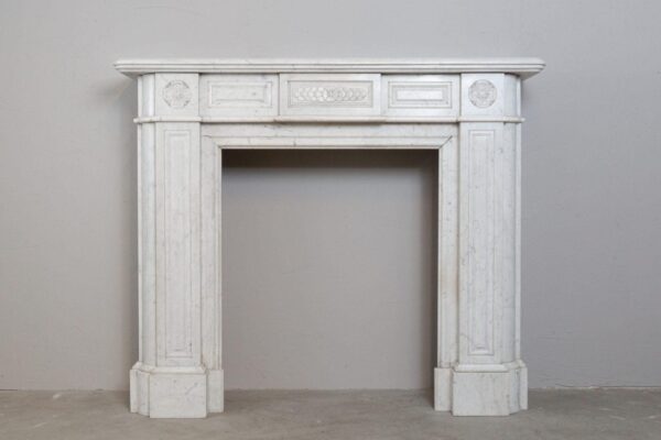Neoclassical Carrara Marble Antique Fireplace Surround