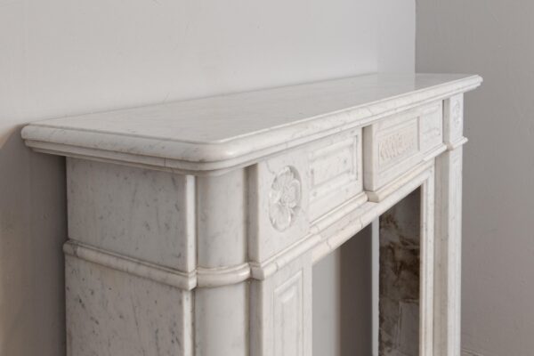 Neoclassical Carrara Marble Antique Fireplace Surround - Image 4