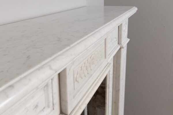 Neoclassical Carrara Marble Antique Fireplace Surround - Image 3