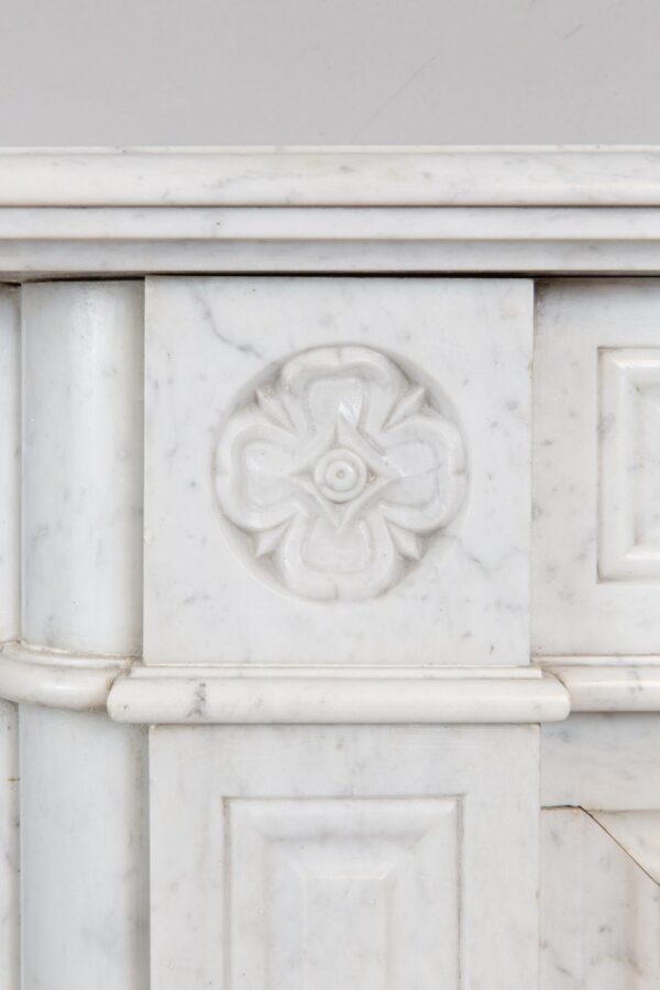 Neoclassical Carrara Marble Antique Fireplace Surround - Image 13