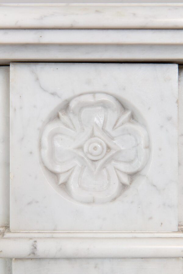 Neoclassical Carrara Marble Antique Fireplace Surround - Image 12