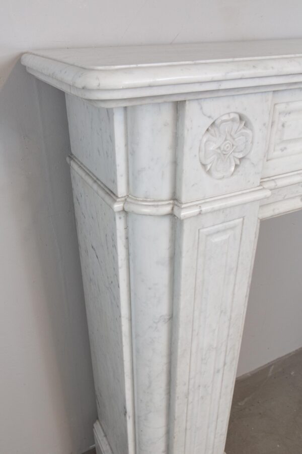 Neoclassical Carrara Marble Antique Fireplace Surround - Image 9