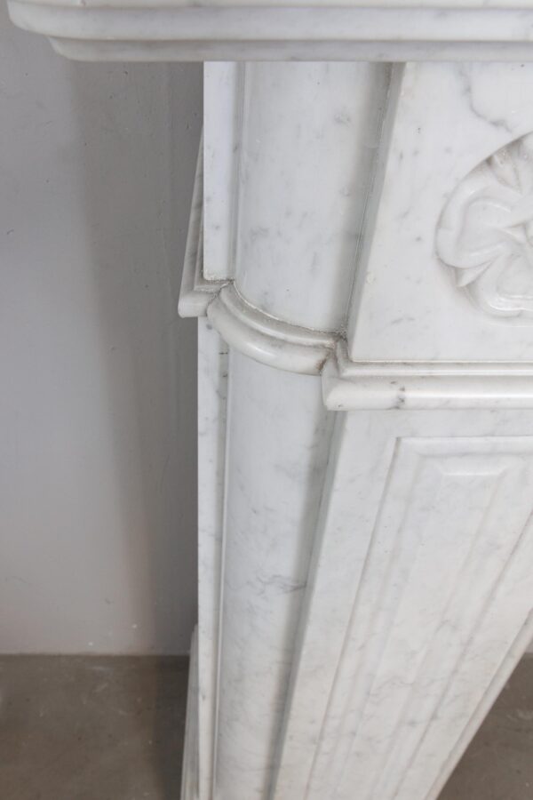 Neoclassical Carrara Marble Antique Fireplace Surround - Image 8