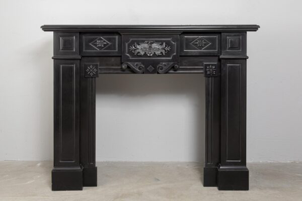 Unique Noir de Mazy black Marble full circulation Fireplace With Iron Ornaments