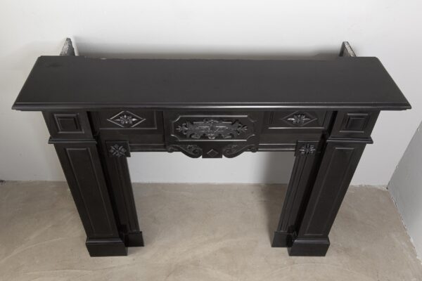Unique Noir de Mazy black Marble full circulation Fireplace With Iron Ornaments - Image 5