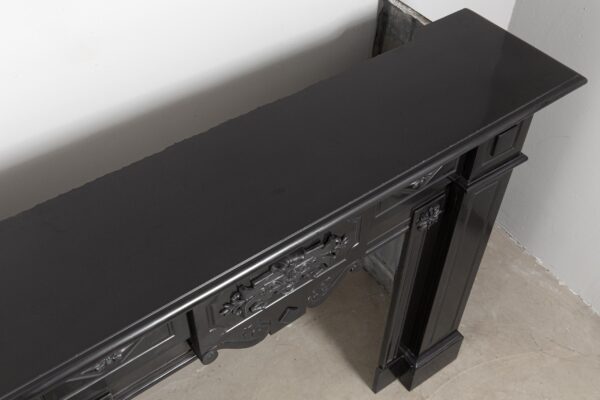 Unique Noir de Mazy black Marble full circulation Fireplace With Iron Ornaments - Image 3