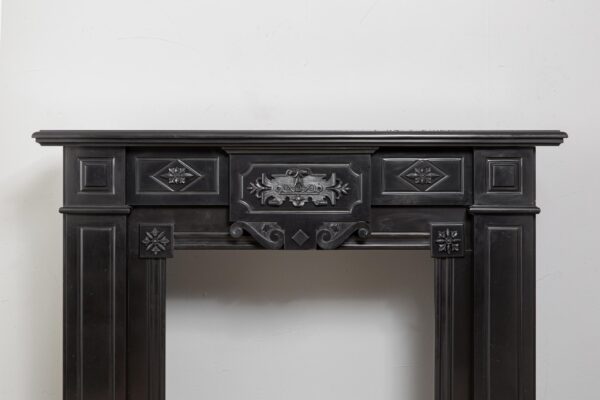 Unique Noir de Mazy black Marble full circulation Fireplace With Iron Ornaments - Image 14