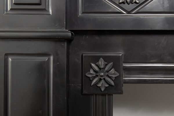 Unique Noir de Mazy black Marble full circulation Fireplace With Iron Ornaments - Image 13