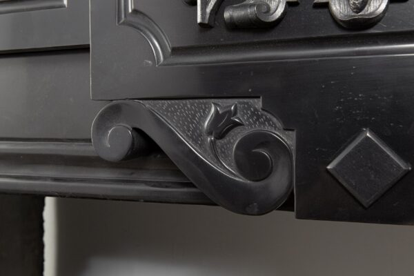 Unique Noir de Mazy black Marble full circulation Fireplace With Iron Ornaments - Image 12