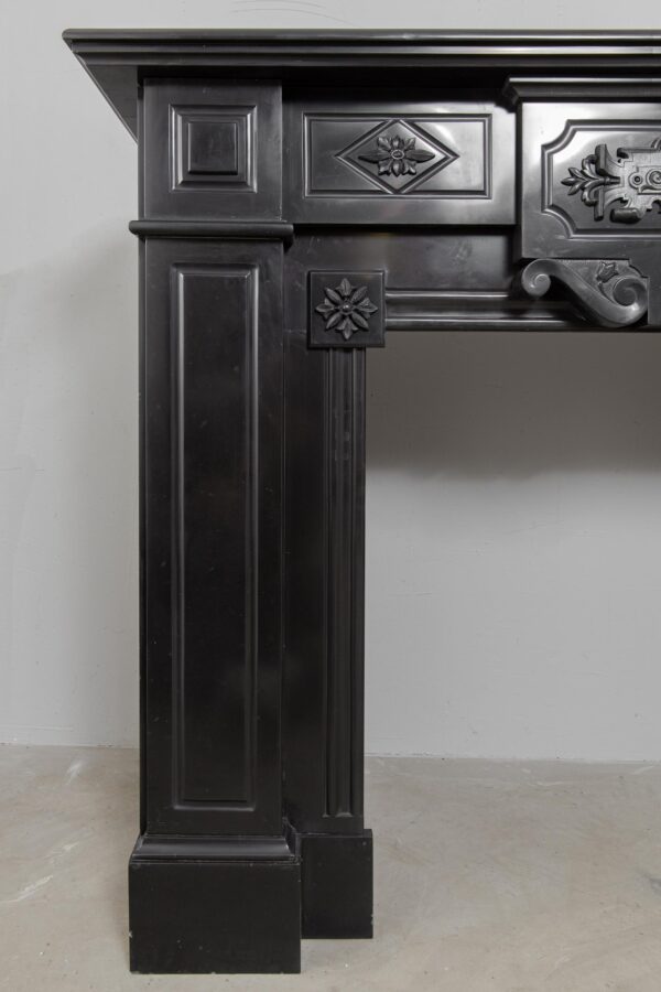 Unique Noir de Mazy black Marble full circulation Fireplace With Iron Ornaments - Image 10