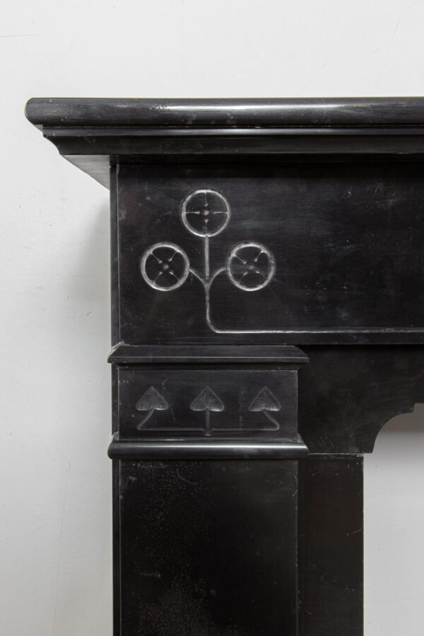 Art Nouveau Black Marble Etched Circulation fireplace - Image 9