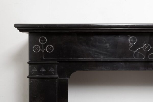 Art Nouveau Black Marble Etched Circulation fireplace - Image 8