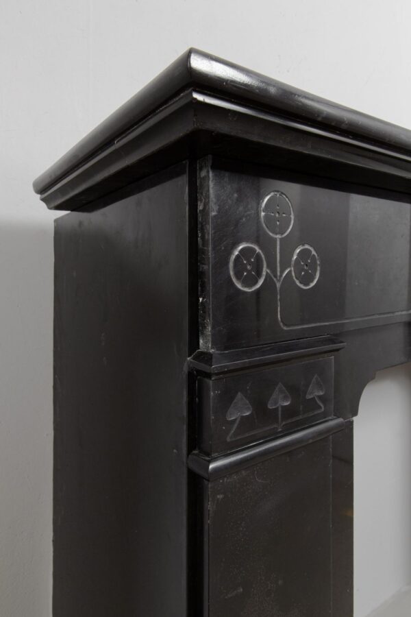 Art Nouveau Black Marble Etched Circulation fireplace - Image 7