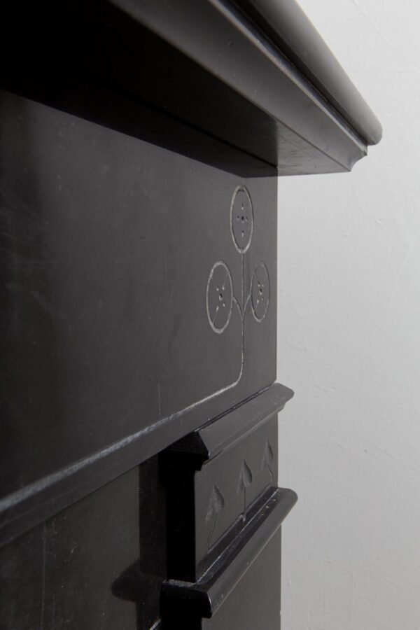 Art Nouveau Black Marble Etched Circulation fireplace - Image 5