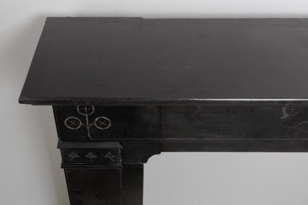 Art Nouveau Black Marble Etched Circulation fireplace - Image 2