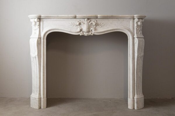 Louis XV Carrara Marble Antique Fireplace Surround