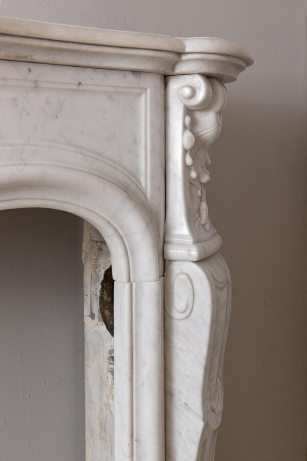 Louis XV Carrara Marble Antique Fireplace Surround - Image 12