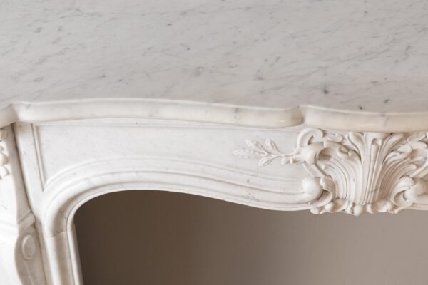 Louis XV Carrara Marble Antique Fireplace Surround - Image 7