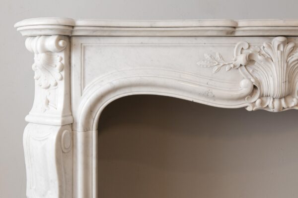Louis XV Carrara Marble Antique Fireplace Surround - Image 6
