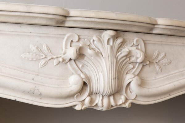Louis XV Carrara Marble Antique Fireplace Surround - Image 5