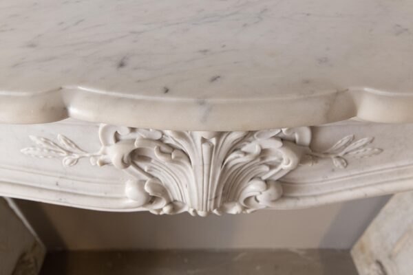 Louis XV Carrara Marble Antique Fireplace Surround - Image 4