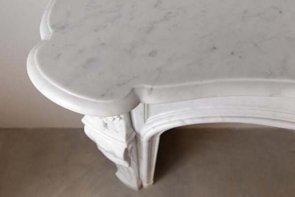 Louis XV Carrara Marble Antique Fireplace Surround - Image 3