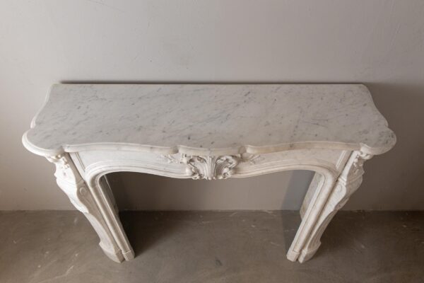 Louis XV Carrara Marble Antique Fireplace Surround - Image 2