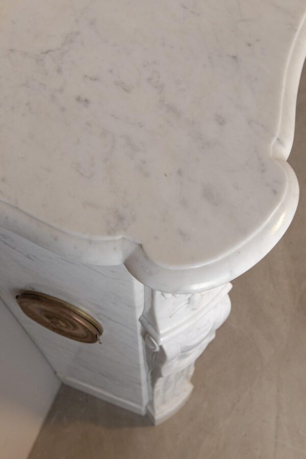 Louis XV Carrara Marble Antique Fireplace Surround - Image 18